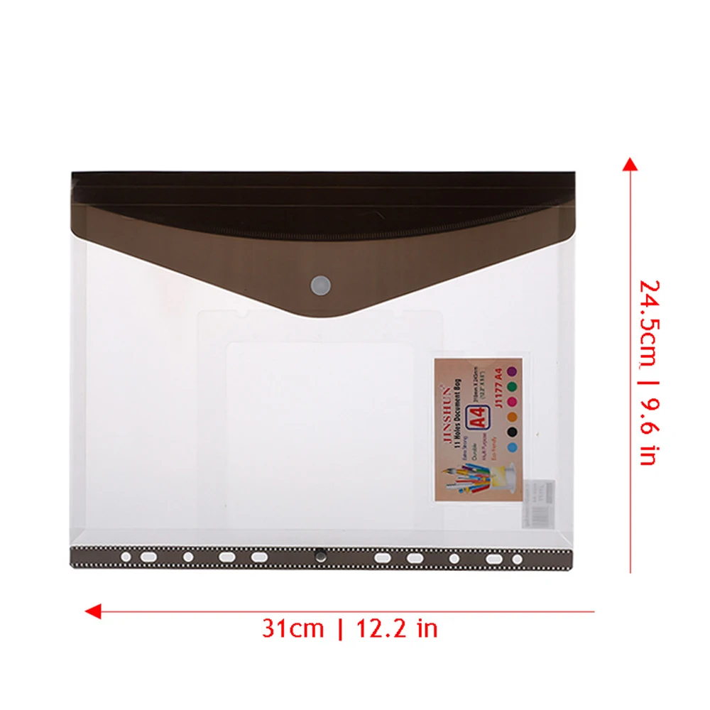 A4 Expandable Binder Pocket Clear Envelope File Folders Plastic Perforated Pockets Waterproof Folders Organizer Button Closure