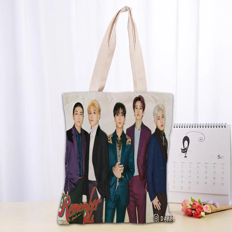 New Arrival KPOP DAY6 Bag Foldable Shopping Bag Reusable Eco Large Unisex Canvas Fabric Shoulder Bag Tote 0209