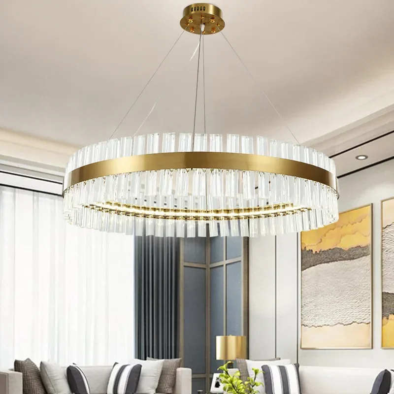 

Glass Chandelier Luxury Pendant Light New Design Chandelier Light Modern LED Living Room Contemporary Light Gold Round Crystal