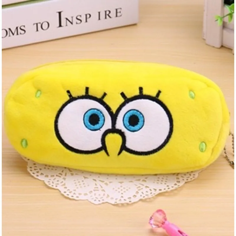 SpongeBob Plush Pencil Bag Students Cloth Stationery Box Kawaii Cosmetic Bag Cartoon Pen Pouch Case Kids Learning Prizes Gifts