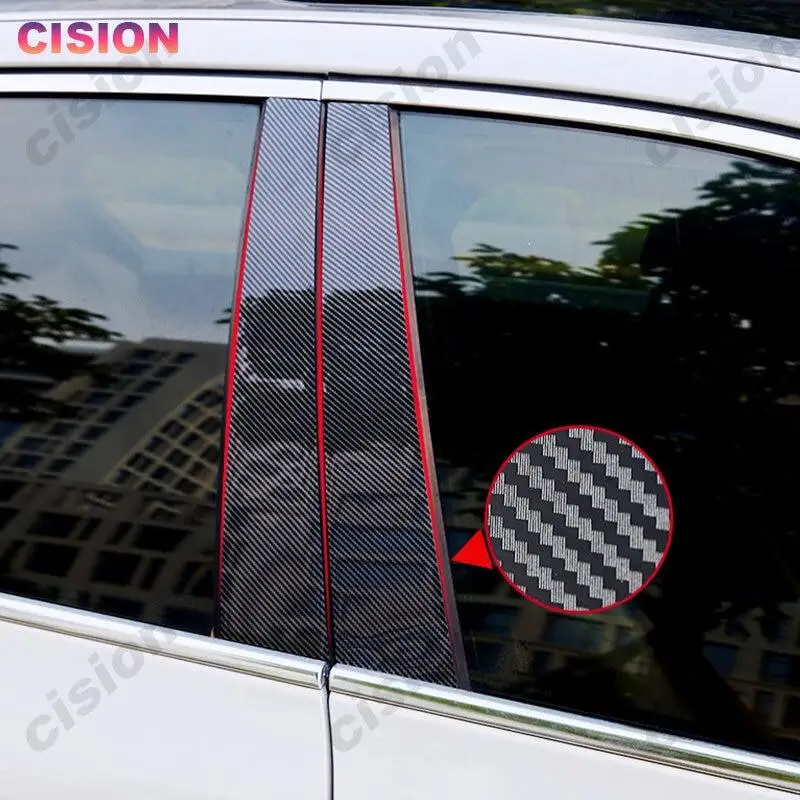 For Subaru Forester SJ 2014-2018 8Pcs Carbon Fiber Car Door Window B C Pillars Post Cover Trim Middle Column PC Material Sticker