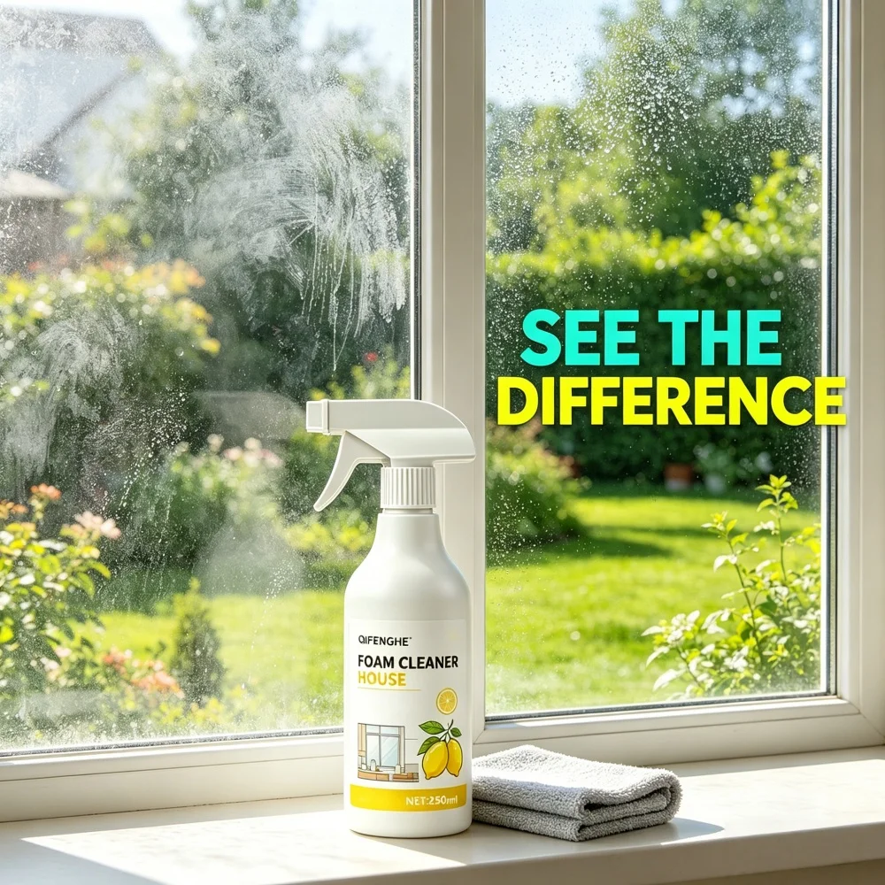250ml House Foam Cleaner Spray with Lemon Fragrance, Powerful Stain Remover for Kitchen Cooktop Hood, Deep Clean Grease Dirt
