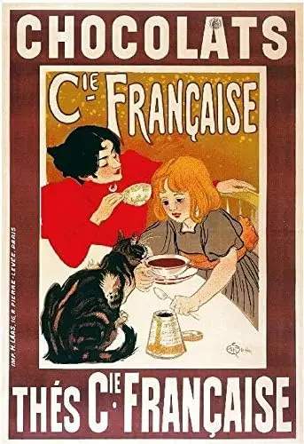 Wand kunst Metall hängen Zeichen 1900 Französisch Pralinen Kätzchen Katzenfutter & Wein Werbung Kunst Metall Poster Zinn Zeichen drucken 8x1