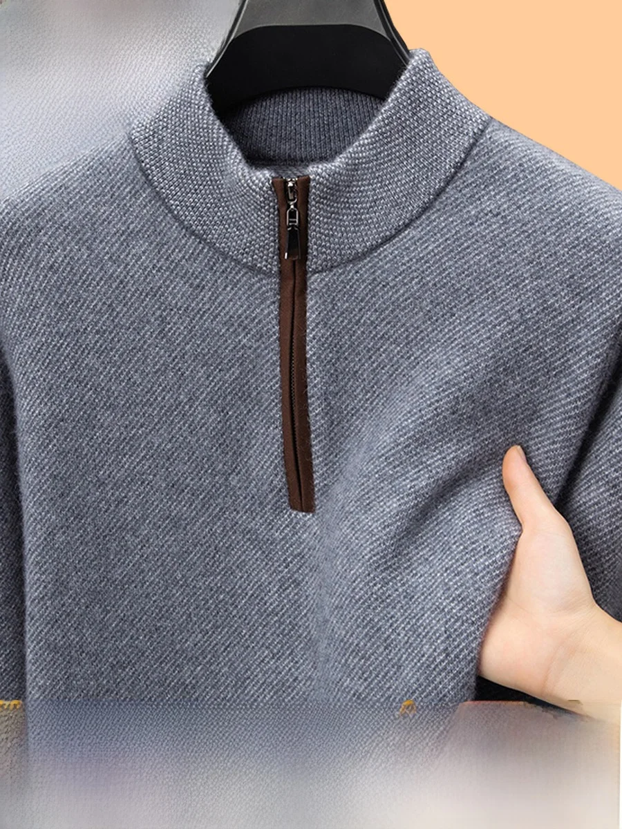 Pierre Cardin Men's Camere Sweater Zipper f High Collar Thiened Woolen Base irt Casual Faion Winter Warm Pure Color