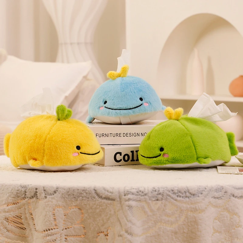 Cartoon Cute Plush Tissue Boxes Pineapple Watermelon Avocado Whale Creativity Home Car Soft Paper Holder Napkin Case Nice Gifts