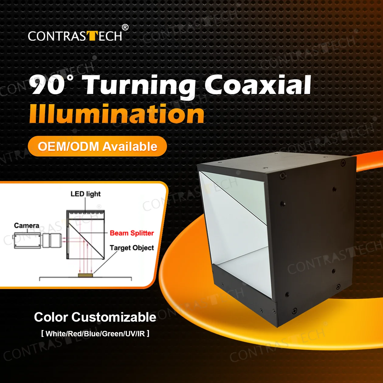 90° Turning Illumination 30x29mm CCS Machine Vision Coaxial Light for Appearance Inspection Contrastech