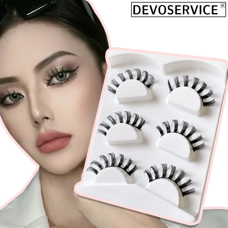 

DEVOSERVICE Eyelashes 3 Pairs Natural Long 3D Mink Lashes Fluffy Volume DD Curl False Eyelashes Cruelty Free Wispy Lash Makeup