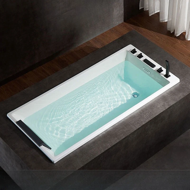 Acrylic Bathtub, 1.2-1.7m Embedded Deep Soaking Tub, Insulation, Space-Saving, Japanese Style, Home and Airbnb Use