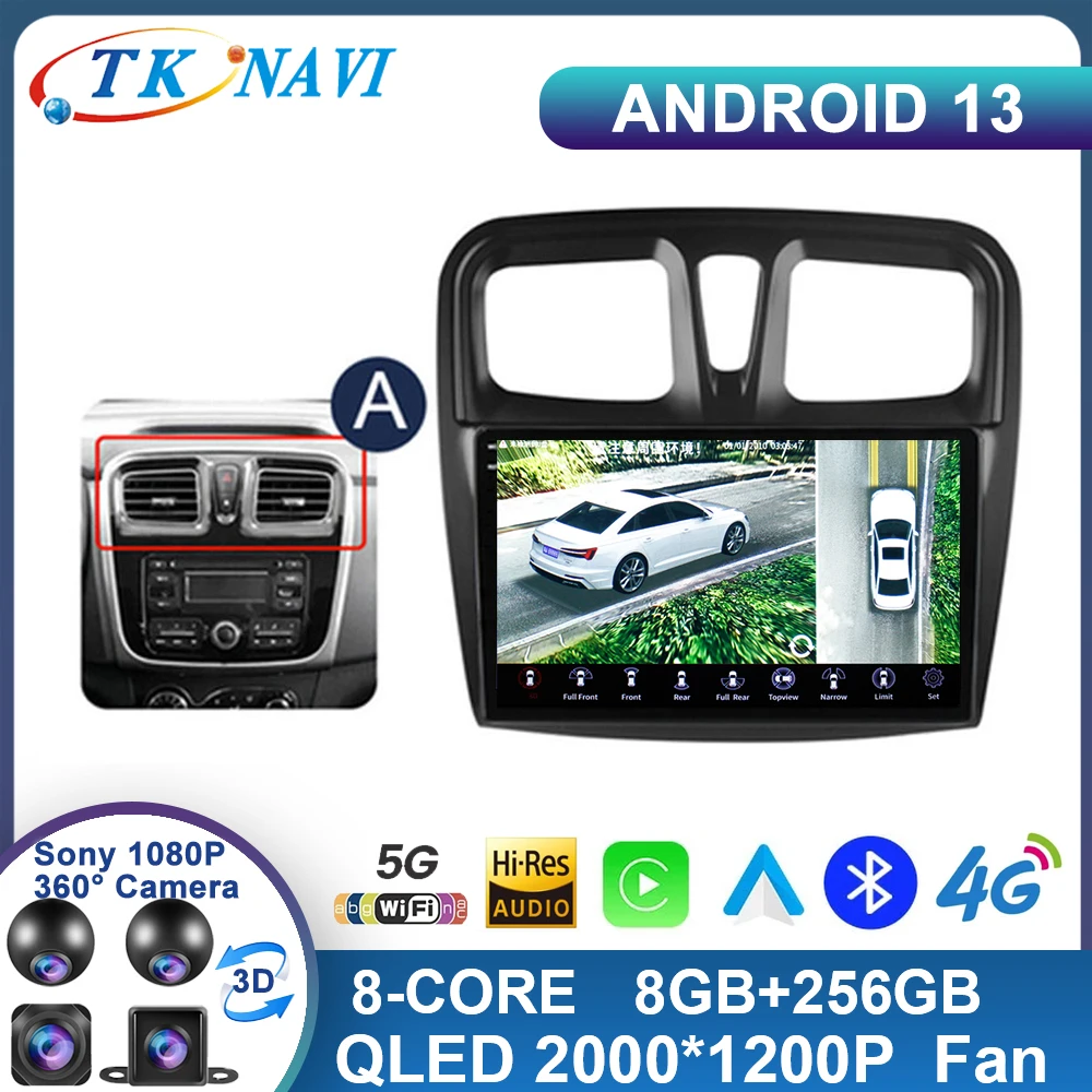 

Android 13 For Renault Logan 2 2012 - 2019 Sandero 2 2014 - 2019 Car Stereo Radio Carplay Speake Multimedia Player Auto 2 Din 4G