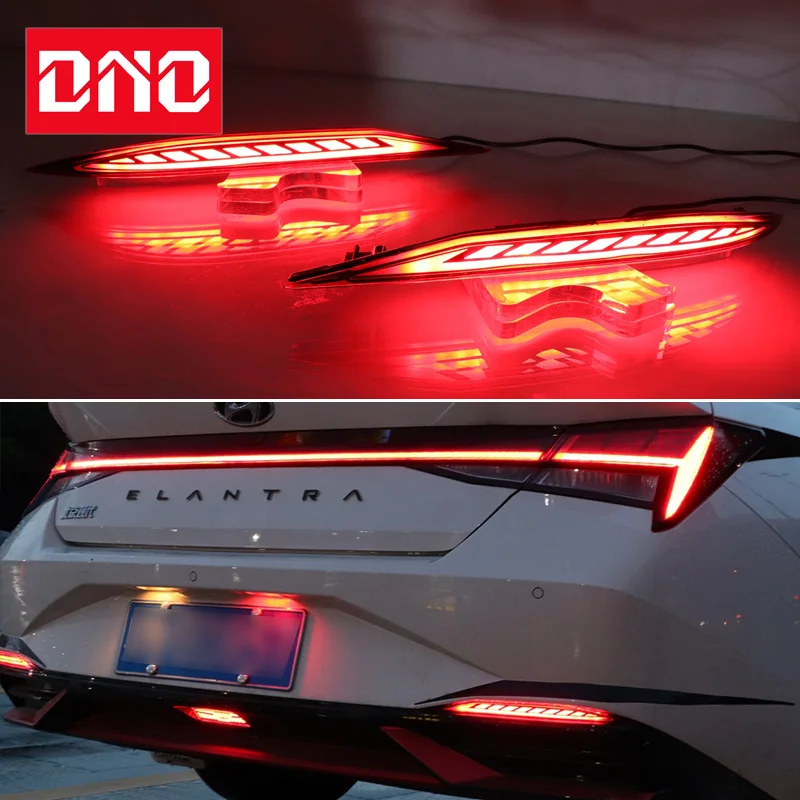 Car LED Rear Bumper Lamps For Hyundai Elantra 2021 - 2022 Brake Light Turn Signal Backup Reflector Lamp Reverse Fog Taillights