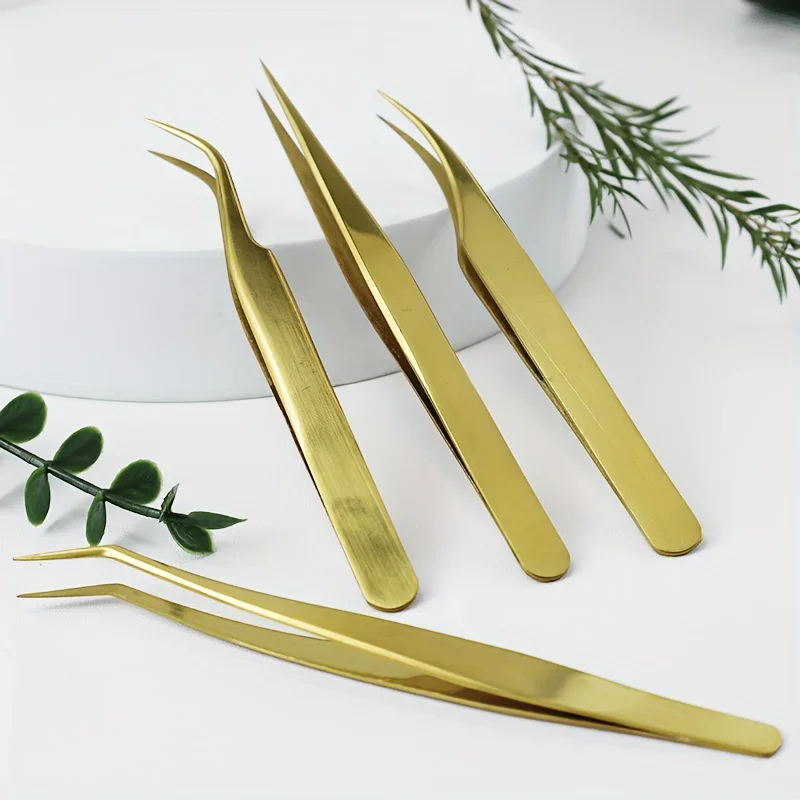 Juego de pinzas para pestañas de acero inoxidable, rizadores de pestañas de alta precisión, herramientas para trasplante de cejas para principiantes, herramientas de belleza