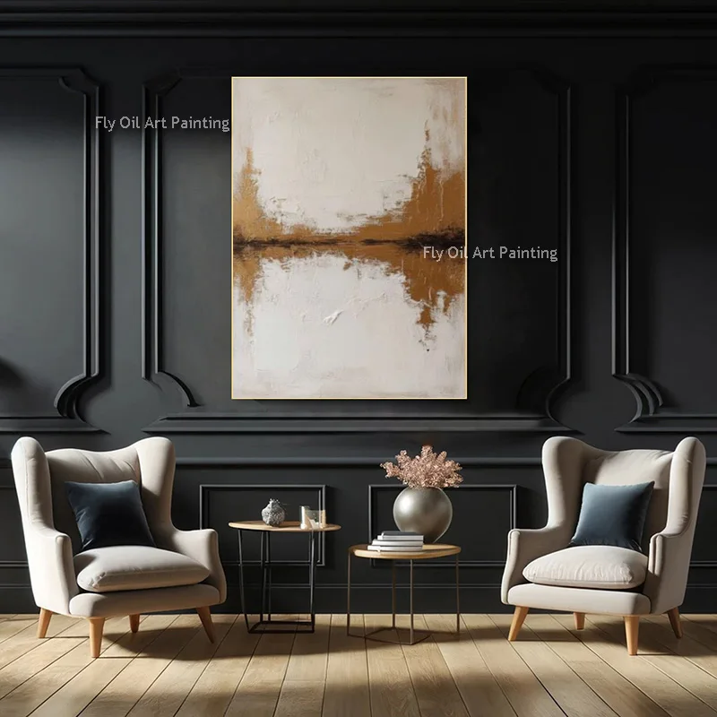 100% Hand Painted Rust Color Scenery Art, Handmade Textured Abstract Painting, Neutral Decor For Bedroom Entryway