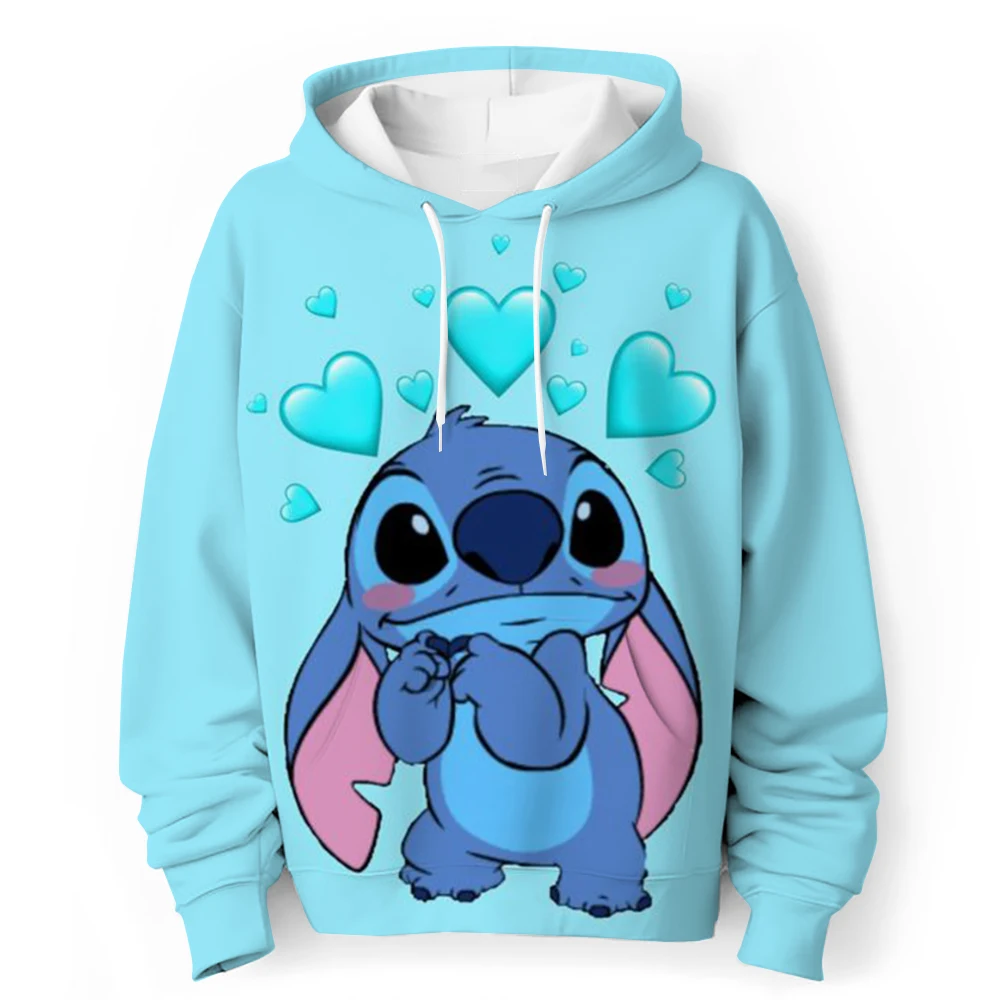 Kawaii Lilo Stitch 4-14 Year Children Anime Sweatshirt Boys Girls Lovely Stitch Hoodies Boys Clothes Print Cartoon Graphic Kids