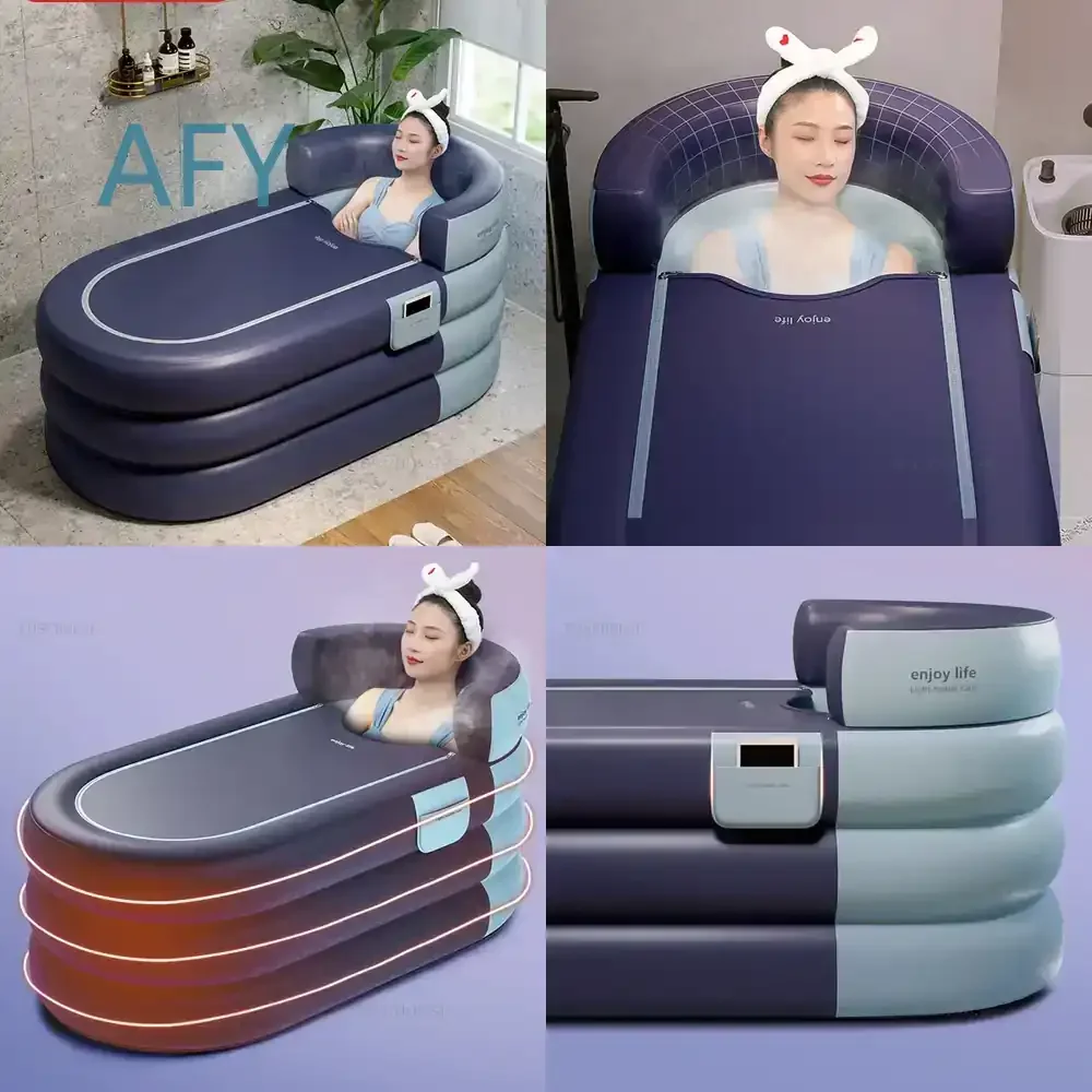 Japanese-style Thickened Plastic Space Capsule Inflatable Bathtub for Home Use Foldable Bath Bucket for Rental Room Portable
