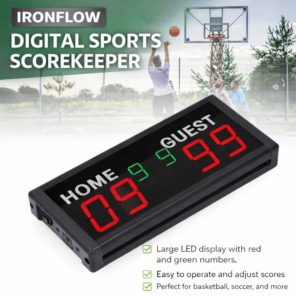 6 Digit Portable Digital LED Scoreboard Battery Powered 1.8in Display for Party Sports Table Football Soccer