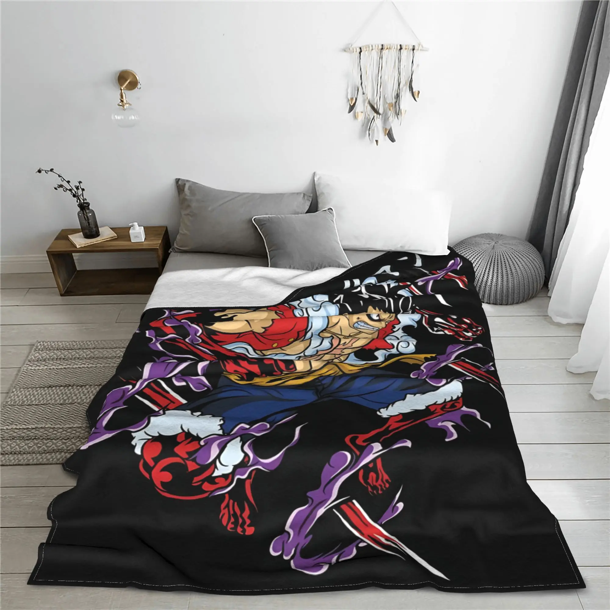 1PC One Pieces Anime Luffy  Winter Blankets for Adults Bedding Home Interior Sofa Knee