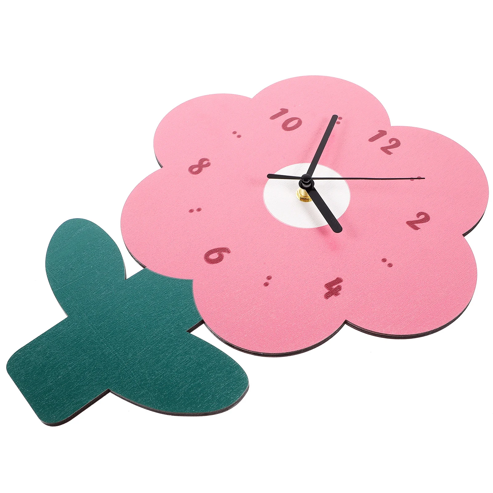 

Wooden Flower Wall Clock Silent Non-Ticking Home Decor Practical for Bedroom Living Room Office No Flower Clock