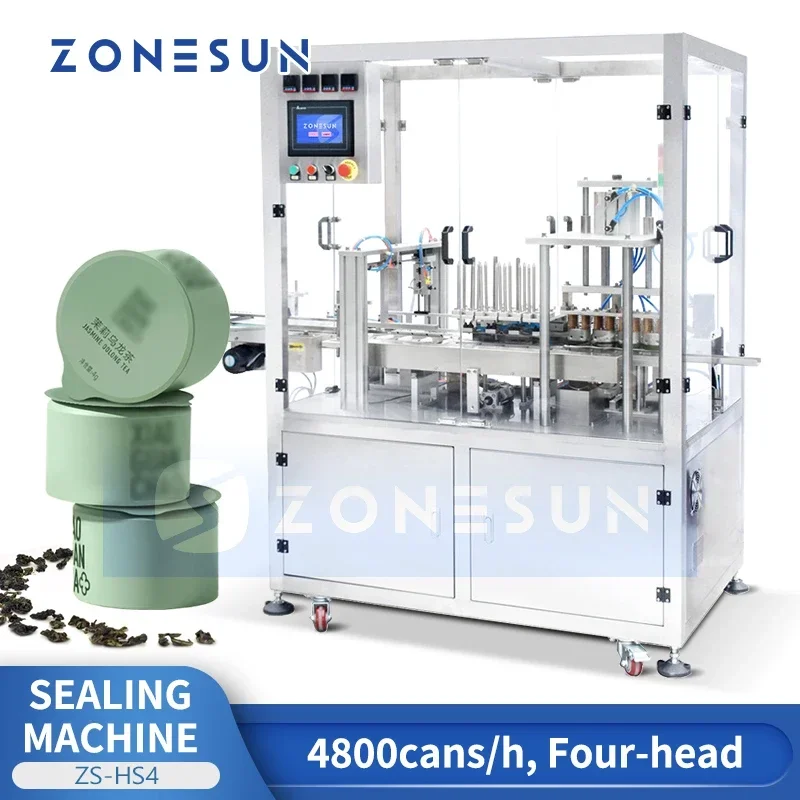 ZONESUN التلقائي سدادة الأكواب K آلة ختم الأكواب غطاء مسبق القطع معدات ختم الأكواب 4 رئيس آلة الختم الحراري ZS-HS4
