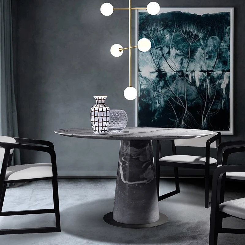 2017 Royal Modern Nature Grey Marble Round Dining Table For Hotel Project