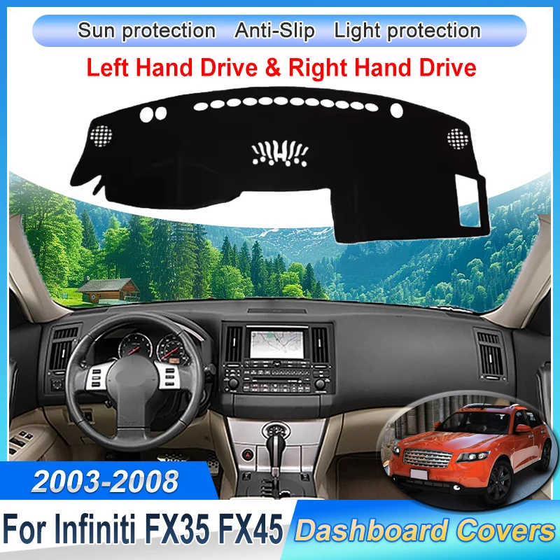 

Flannel Anti UV Slip Mat Car Dashboard Cover Pad For Infiniti FX 2003~2008 Accessories FX35 FX45 Dash Mat Sun Shade Carpet Rug