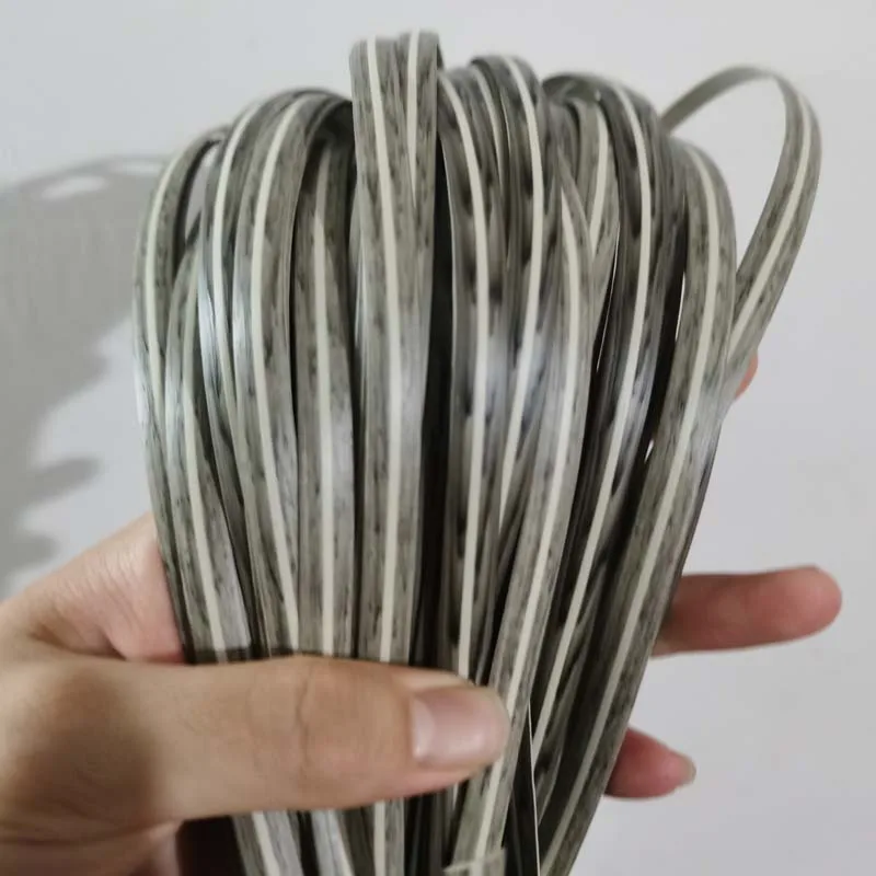 500g Grey White Stripes Plastic Rattan Material For Weaving Flat Synthetic Rope Knit Repair Furniture Chair Table Decor