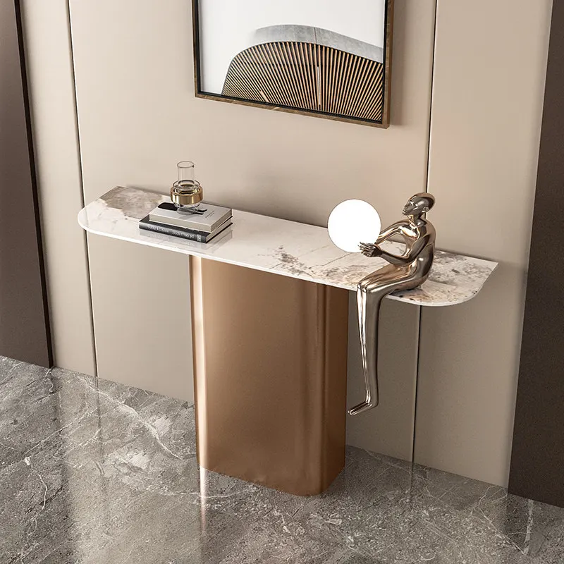 Light Luxury Simple Console Table Minimalist Home Entryway Table Large Capacity Italian Mesa Hall Living Room Furniture