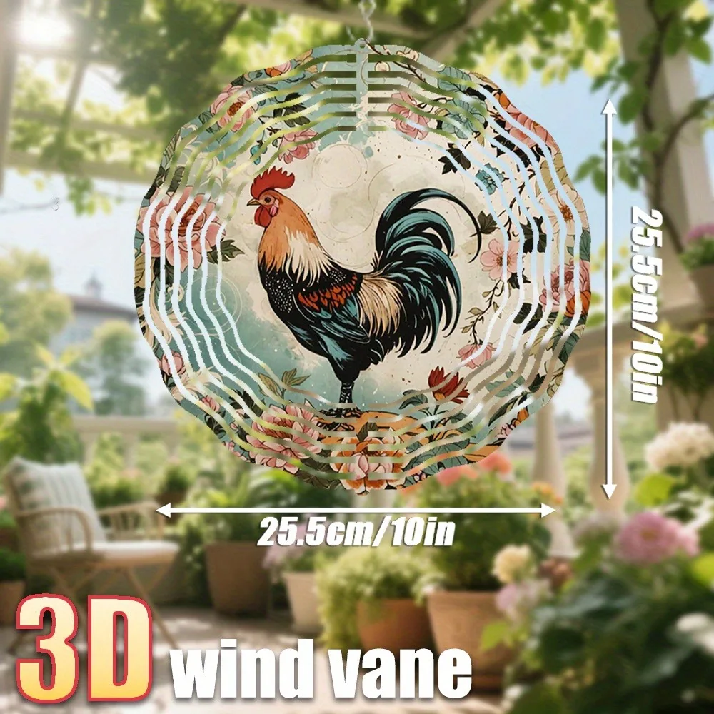 

Wind Chime Rooster Garden Decor 360° Rotating Hanger Batteryless Outdoor Ornament