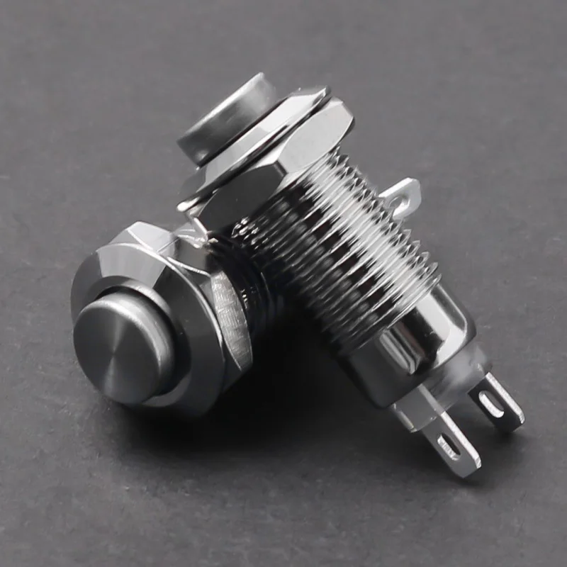 Metal Button Switch 8MM Latching Self-Locking 2Pins Welding Foot High Head Mini button switch waterproof