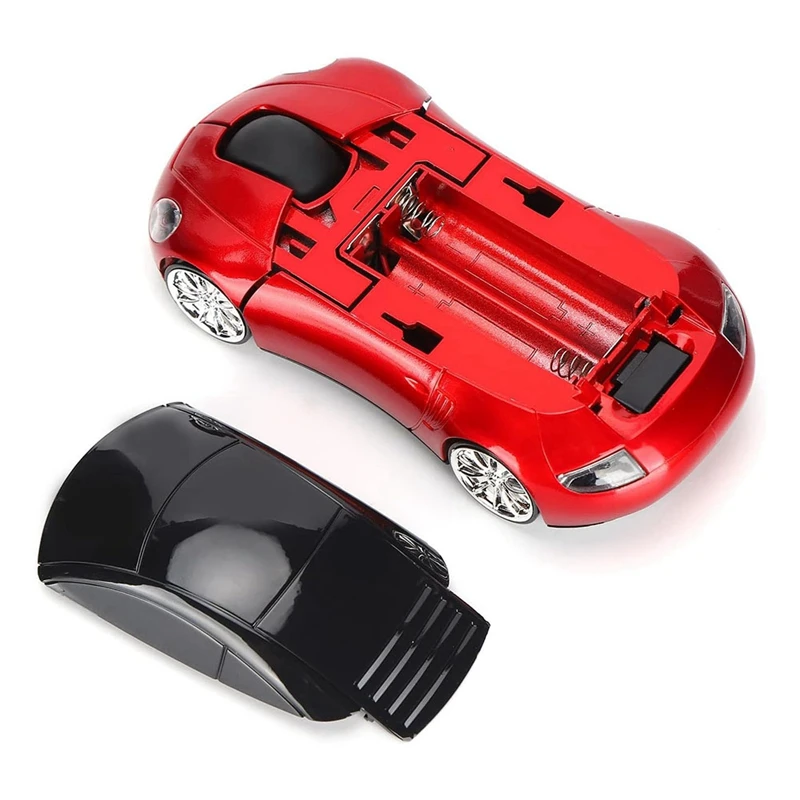 ABVJ-ratón inalámbrico para coche, ratón inalámbrico con forma de coche, ratón óptico inalámbrico ergonómico con receptor USB para PC y oficina