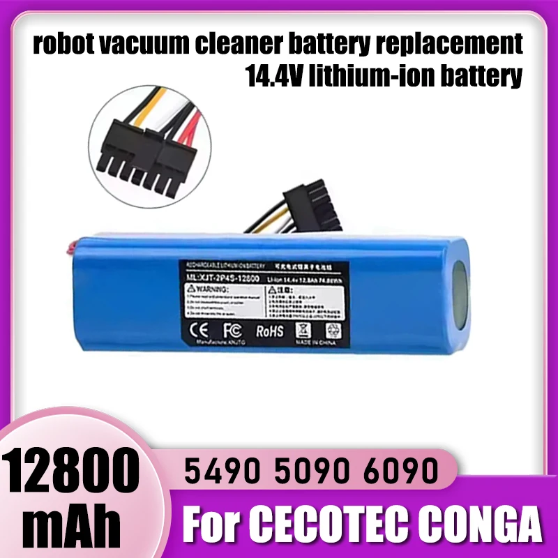 14,4 V, une longue autonomie de la batterie pour un fonctionnement plus efficace, pour le remplacement de la batterie du robot aspirateur CECOTEC CONGA 5090 5490 6090