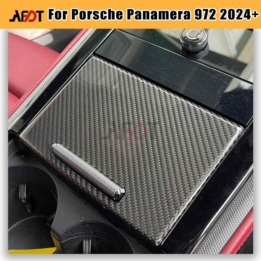 

LHD&RHD 3K Twill Weave Real Carbon For 2024-2026 Porsche Panamera 972 GTS 4STurbo S E-Hybrid Storage Box Sliding Cover Stiker