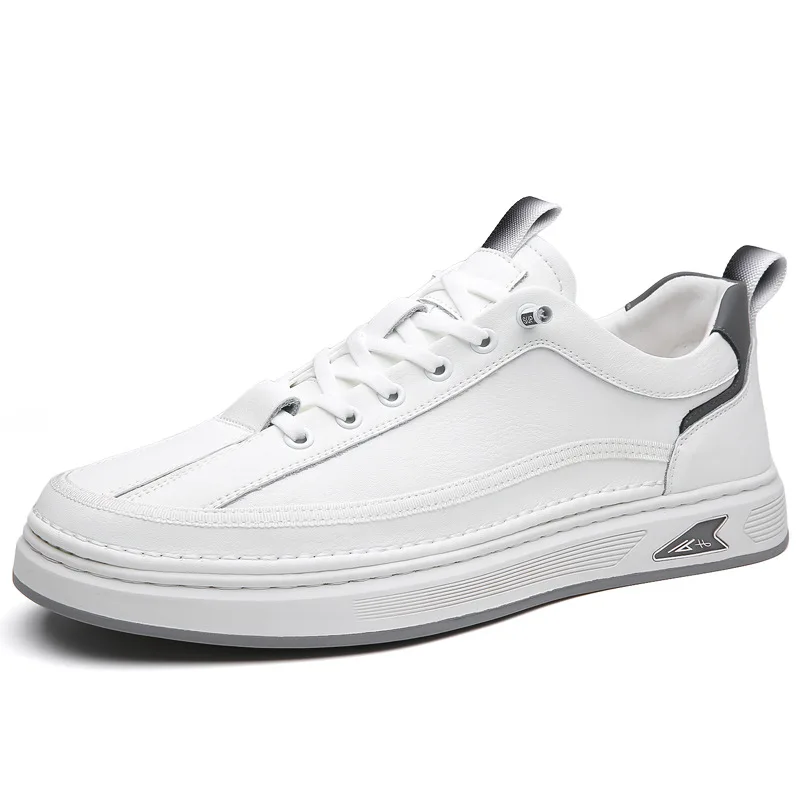 

New Designer Retro Leather Sneakers for Men Fashion Spring Autumn Casual Shoes Male Solid Color Lace White Board Shoes Man