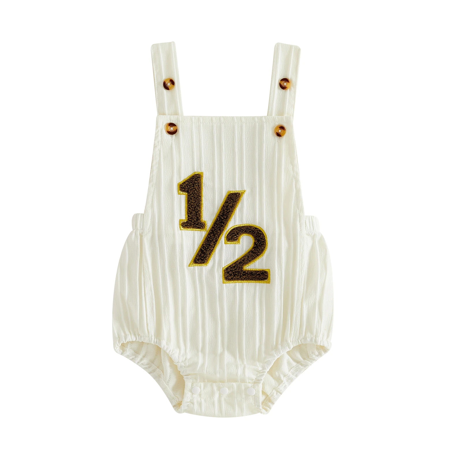 Infant Boy 1 2 Birthday Romper Number Embroidery Baby Sleeveless Square Neck Jumpsuit