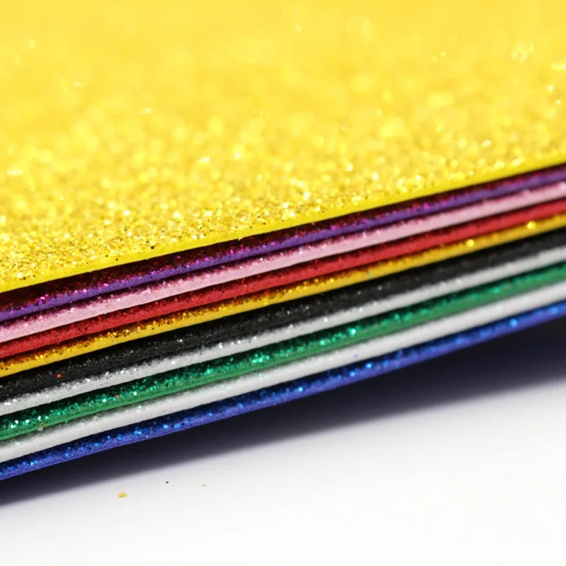 5sheets/bag 2MM Thick 20*30cm with Gold Powder Glitter Bright Sponge Paper Foam Paper Kindergarten Handmade Without Glue