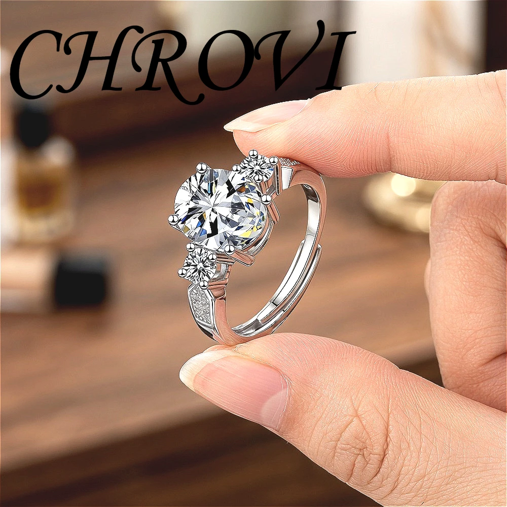 Light luxury 925 sterling silver adjustable ring for women, zircon ring, sparkling diamond for weddings, parties, and daily wear