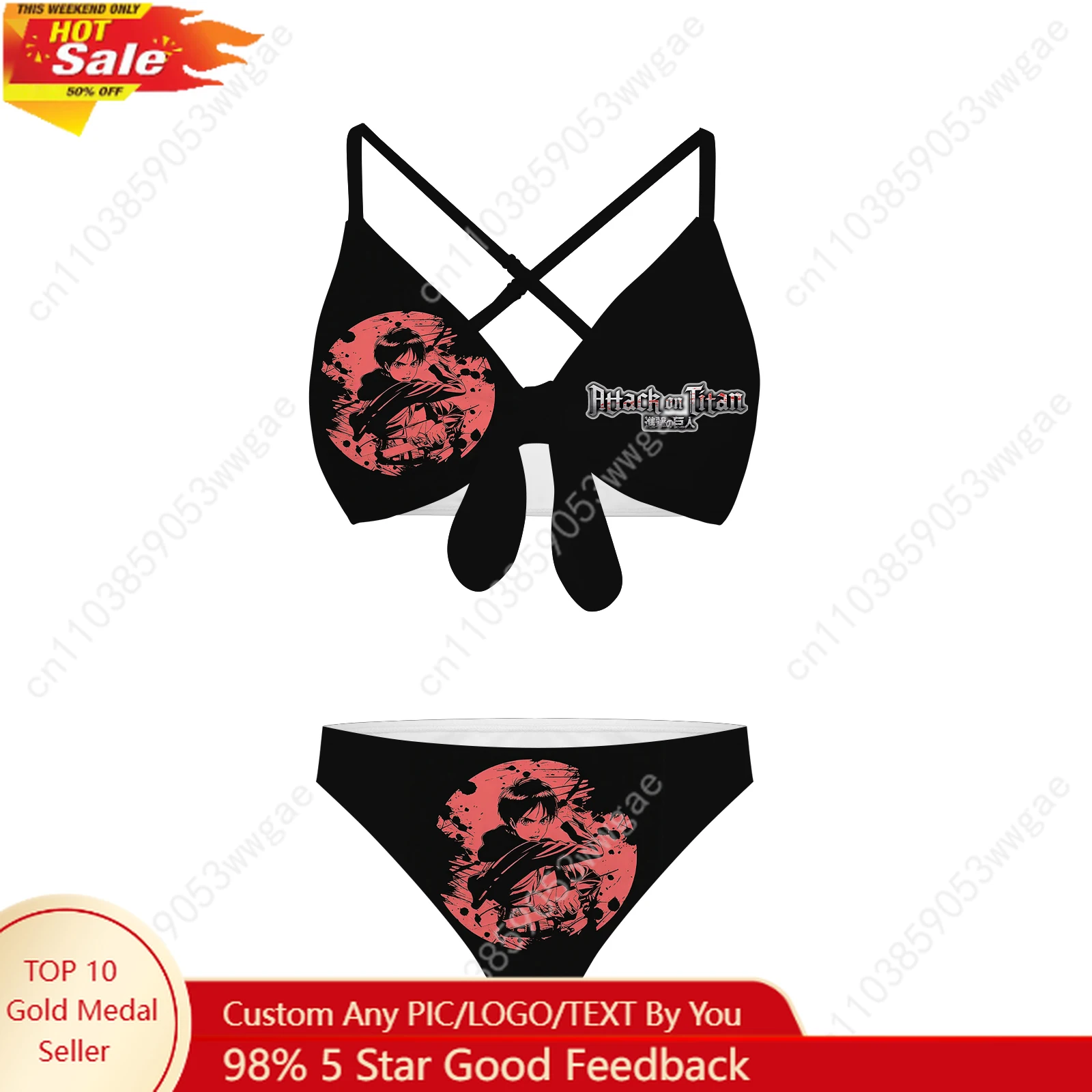 

Attack On Titan Bathing Suit Cross Strap Suspender Swimsuit Womens Personalized Bikini Pool Beach Swimwear Customized Beachwear