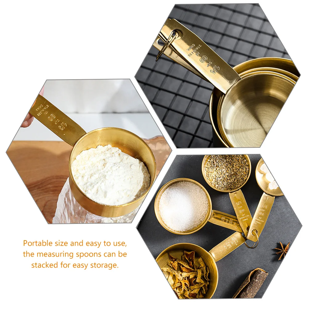 

4 Pcs Measuring Spoon Set Stainless Teaspoons Tablespoon Easy Use Portable Kitchen Coffee