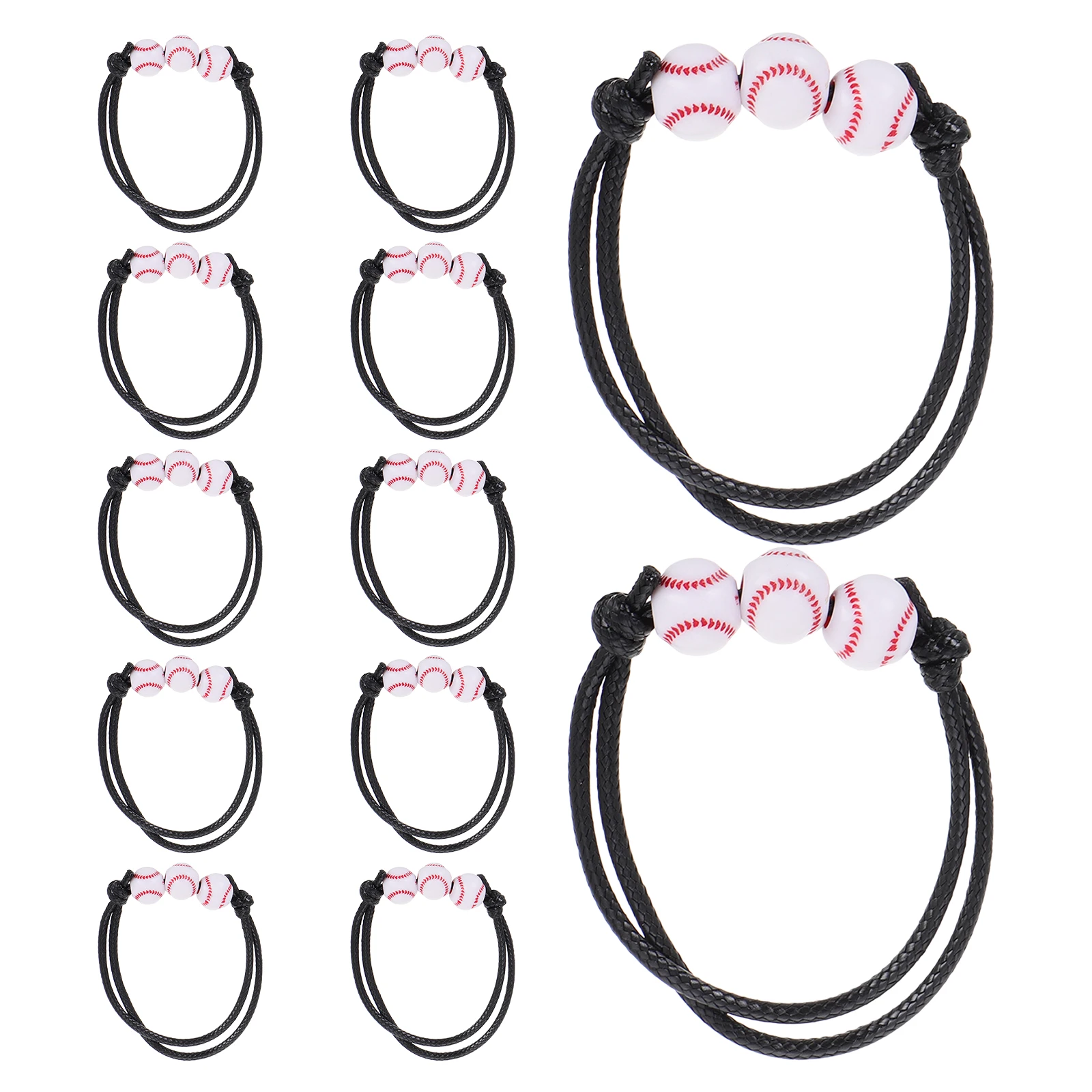 

12pcs Adjustable Wax Cord Baseball Bracelets Birthday Party Favors Sports Supplies Set Accessories