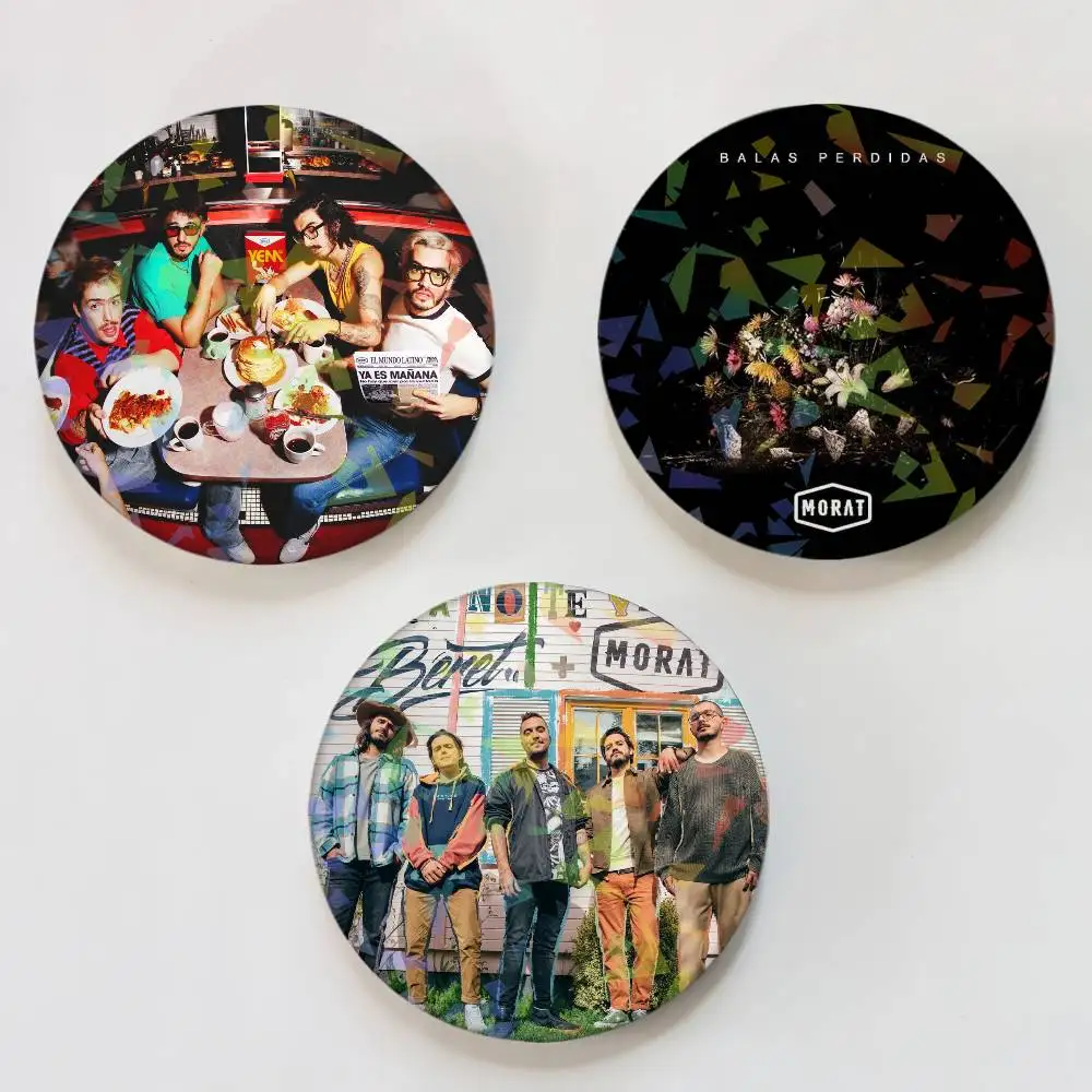Band M-Morat Fashion Round Badge Lapel Pins for Backpacks Briefcase Laser Brooch Clothes Gifts