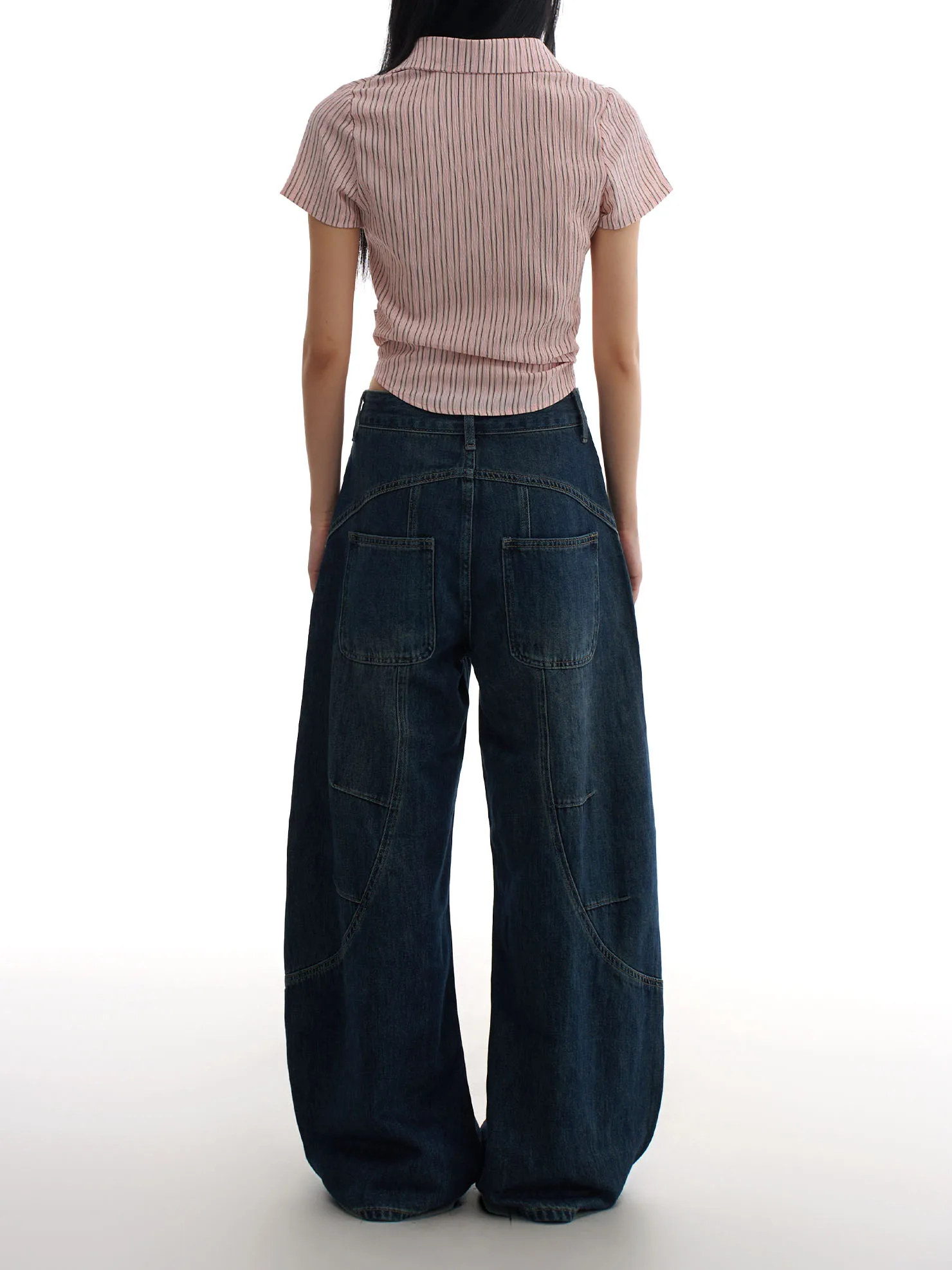 ZHISILAO جديد جينز مدبب للنساء عتيق غير رسمي عالي الخصر من قماش الدنيم ملابس الشارع لخريف وشتاء 2025