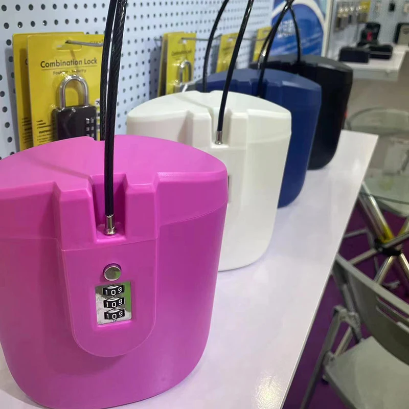 Outdoor Portable Safe Box 3-Digit Combination Lock With Steel Wire Outdoor Camp Sports Beach Bucket Security Storage Box