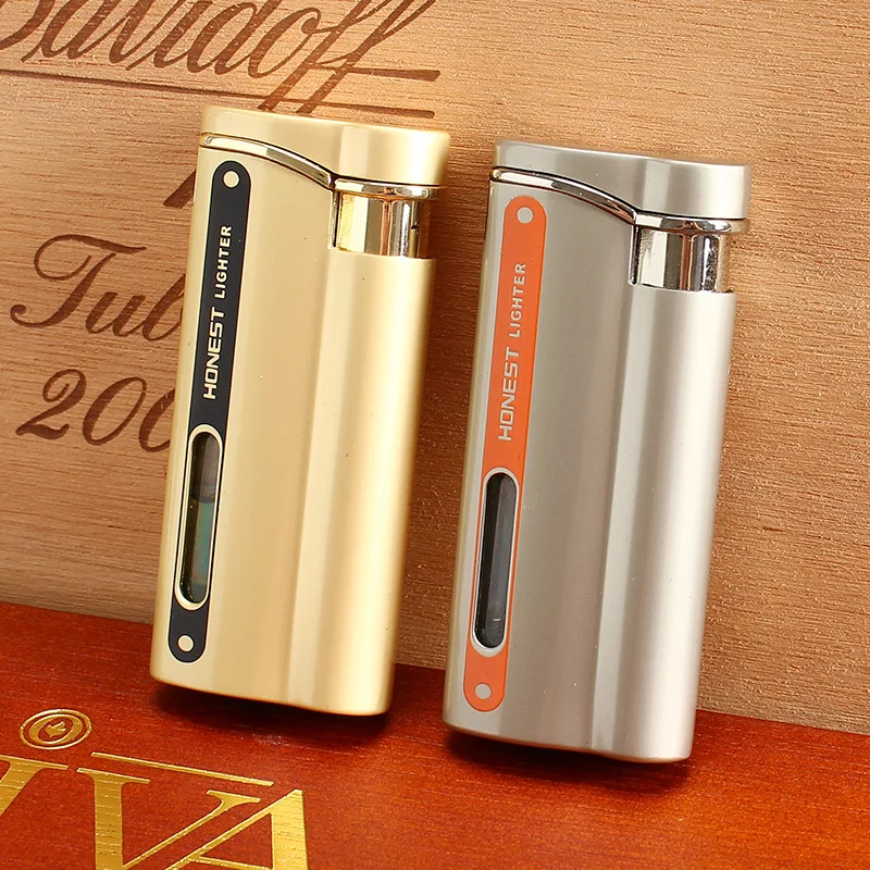 New HONEST Metal Visible Gas Chamber Red Flame Inflatable Lighter Men's High-end Light Luxury Gift Cigarette Accessories