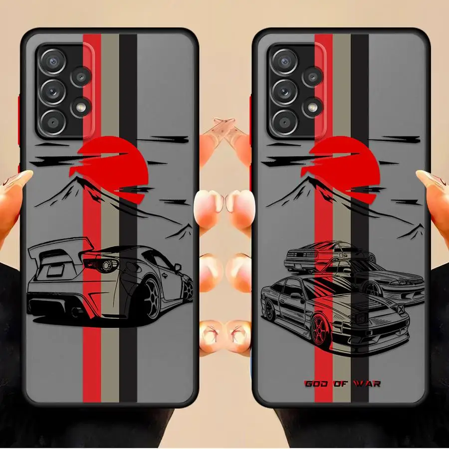 اليابان JDM السيارات الرياضية عودة غطاء الهاتف حقيبة لهاتف سامسونج غالاكسي A15 A16 A12 A06 A13 A05 A50 A14 A30 A70 نوت 20 الترا 10 + 9 8