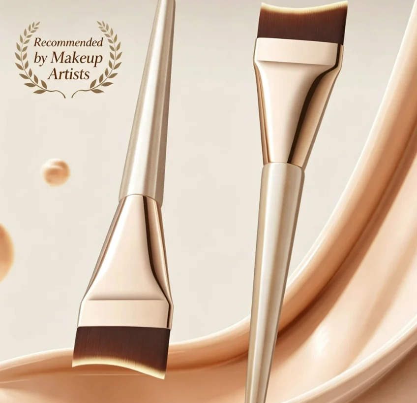 Ultra-Thin Crescent-Tail Seamless Foundation Brush Flat-Angled Powder-Saving Concealer Makeup Brush for Smooth Application