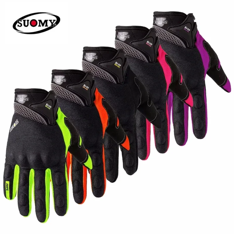 

SUOMY Breathable Racing Glove Motorcycle Full Finger Gloves Motocross Motorbike Breath Mesh Touch Screen Racing Cycling Gloves