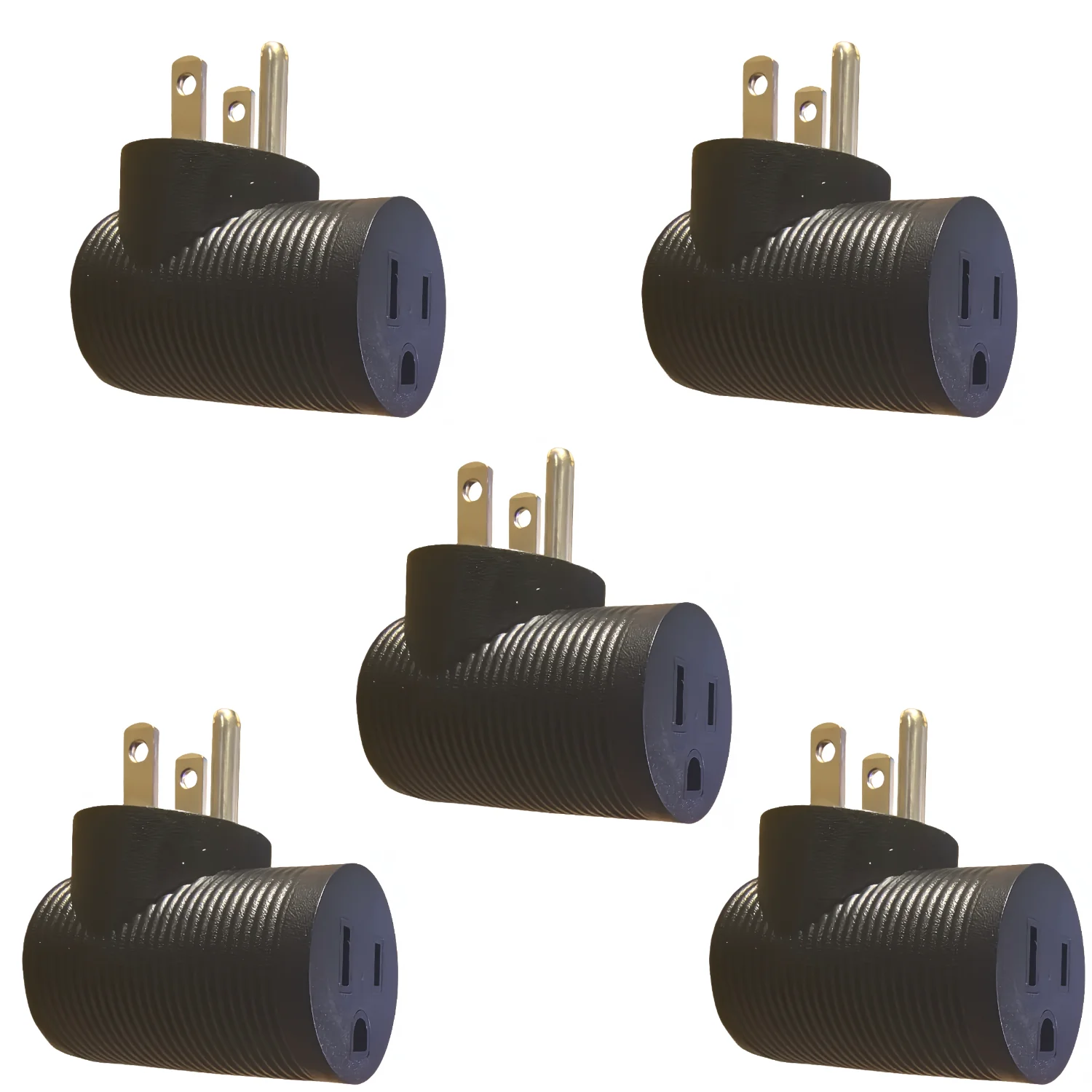 TLDPLUG Nema 5-15R to 5-15P Right Angle Power Adaptor, Right Angled USA 3-Prong Male-Female Adapter,90 Degree Angled USA