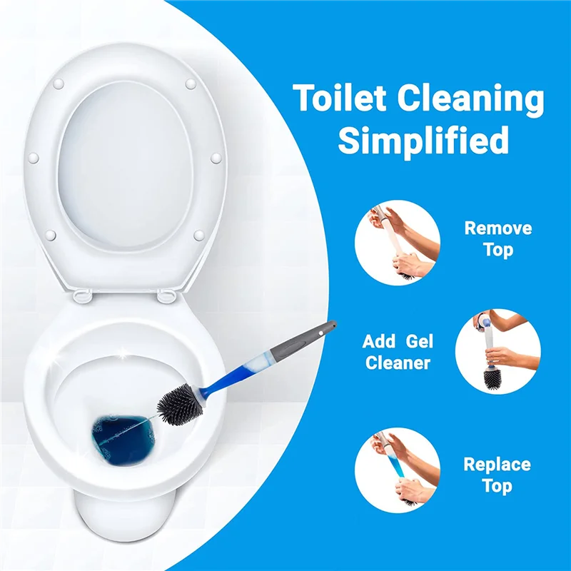 فرشاة تواليت A20F، مقبض قابل لإعادة الملء يوزع منظف المرحاض الجل، حامل جيد التهوية للتخزين الصحي - فرشاة تنظيف المرحاض
