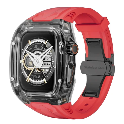 Imagen 2 del producto Funda transparente con banda de TPU para Apple Watch Ultra 3 2 49mm Series 11 10 46mm Kit de modificación correa para iWatch 9 8 7 se 41 44 45mm