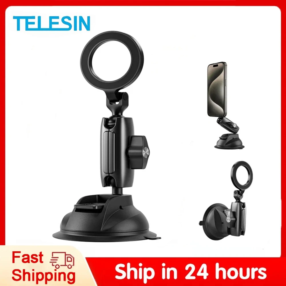 TELESIN Магнитный автомобильный держатель для телефона на присоске 360° °   Регулируемая автомобильная подставка для смартфона Iphone HUAWEI SAMSUNG XIAOMI