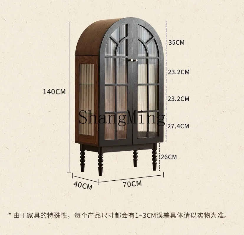 ZYY household high value retro figure cabinet solid wood arched display glass living room TV side cabinet display cabinet
